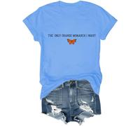 T-shirt avec inscription « The Only Monarch I Want Shirt » Motif papillon, Bleu (Carolina blue), XL