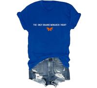 T-shirt avec inscription « The Only Monarch I Want Shirt » Motif papillon, bleu marine, XXL
