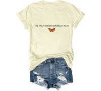 T-shirt avec inscription « The Only Monarch I Want Shirt » Motif papillon, Jaune crémeux., M