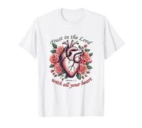 T-Shirt avec Inscription « Trust in The Lord Christian » Motif cœur Floral T-Shirt