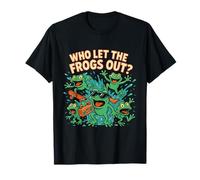 T-Shirt avec Inscription « Who Let The Frogs Out Frog Lovers Amphibians » T-Shirt