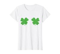 T-Shirt avec Motif trèfle avec Inscription « Irish Boobies St Patrick » T-Shirt Graphique avec Valeur, Femme, Blanc, XL
