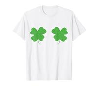 T-Shirt avec Motif trèfle avec Inscription « Irish Boobies St Patrick » T-Shirt Graphique avec Valeur, Homme, Blanc, XL