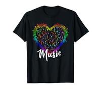 T-shirt avec notes de cœur de musique et inscription Love Singers Band Instruments Note T-Shirt