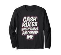 T-Shirt avec Paroles de Rap Hip Hop Rap de Cash Rules Manche Longue
