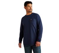 T-shirt avec poche à manches longues Ariat Rebar Cotton Strong Standard Bleu M
