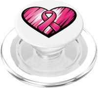 T-Shirt avec Ruban de Soutien en Forme de cœur Rose pour Sensibilisation au Cancer du Sein PopSockets PopGrip pour MagSafe