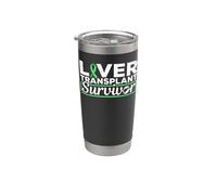 T-shirt avec ruban vert survivant d'une greffe de foie Gobelet isotherme en acier inoxydable double paroi