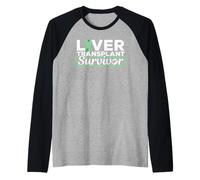 T-Shirt avec Ruban Vert survivant d'une greffe de Foie Manche Raglan