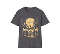T-shirt avec scène de la crucifixion de Jésus - Bible chrétienne religieuse - Esthétique - Foi - Unisexe - Chemise graphique, charbon, XL