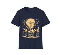 T-shirt avec scène de la crucifixion de Jésus - Bible chrétienne religieuse - Esthétique - Foi - Unisexe - Chemise graphique, bleu marine, M