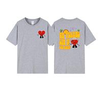 T-Shirt Bad Bunny Double Face Imprimé Manches Courtes T-Shirt À Manches Courtes Hommes Femmes Hip-hop Neutre Adulte T-Shirt Manches Courtes Hauts Garçons Filles-Black||XXS