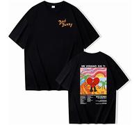 T-Shirt Bad Bunny Imprimé Coton Manches Courtes T-Shirt À Manches Courtes Hommes Femmes Décontracté Détaché Neutre T-Shirts Manches Courtes Hauts Garçons Filles-Black||XXS