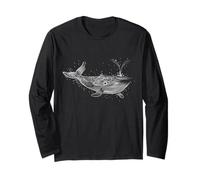 T-shirt baleine blanche dans l'océan et beau cadeau baleine. Manche Longue