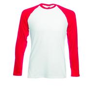 T-Shirt Baseball À Manches Contrastées Longues Fruit of the Loom Cotton