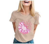 T-Shirt Basic Femme Tee Shirt sans Manches Pack Tshirts Été Doux T Col Ras du Cou Léger Tshirt Shopping Décontracté Octobre Rose Vacances en V Graphique Streetwear Courtes Facile
