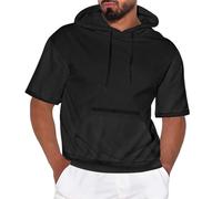 T-shirt basique à coupe ajustée pour homme, t-shirt décontracté avec poche texturée pour intérieur et extérieur, marche, sport, vie quotidienne, Noir , XL