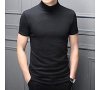 T-shirt basique à manches courtes et col montant pour homme pour une superposition et un style confortables (M Noir)