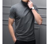 T-shirt basique à manches courtes et col montant pour homme pour une superposition et un style confortables (M gris)