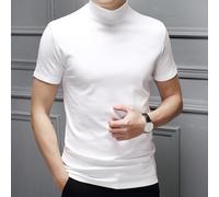 T-shirt basique à manches courtes et col montant pour homme pour une superposition et un style confortables (XXXL blanc)