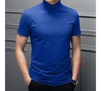 T-shirt basique à manches courtes et col montant pour homme pour une superposition et un style confortables (XXXL bleu)
