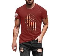 T-shirt basique à manches courtes pour homme - Coupe ajustée - Imprimé décontracté - Pour l'intérieur et l'extérieur, la marche, le sport, la vie quotidienne, Rouge, 3XL