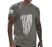 T-shirt basique à manches courtes pour homme - Motif drapeau du jour de l'indépendance - Décontracté - Doux et confortable - Petit t-shirt en coton imprimé avec col rond - Pour l'intérieur et