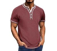 T-shirt basique à manches courtes pour homme tendance printemps et automne décontracté à manches courtes de couleur unie pour l'intérieur et l'extérieur, la marche, le sport, la vie quotidienne, Rouge