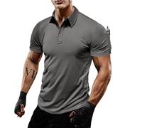 T-shirt basique à séchage rapide pour homme - Printemps et automne - Couleur unie - Décontracté - Séchage rapide - Pour sports de plein air - Col ouvert - Chemise à manches courtes pour la salle de