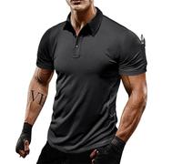 T-shirt basique à séchage rapide pour homme - Printemps et automne - Couleur unie - Décontracté - Séchage rapide - Pour sports de plein air - Col ouvert - Chemise à manches courtes pour la salle de