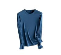 T-shirt basique en soie à manches longues et col rond pour femme, D, XXL