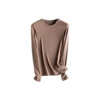 T-shirt basique en soie à manches longues et col rond pour femme, G, XL
