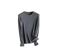 T-shirt basique en soie à manches longues et col rond pour femme, Gris 9., XL