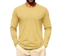 T-Shirt Basique Homme | Manches Longues Col Rond Uni en Maille Douce et Élastique, Décontracté (FR/ES, Alpha/Lettres, L, Taille Normale, Taille Normale, color14)