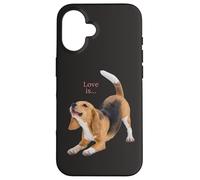 T-Shirt Beagles avec Inscription « Love is Dog Mom Dad Puppy » Coque pour iPhone 16