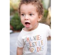 T-shirt bébé à message manches courtes écru 12M(74CM)