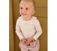 T-shirt bébé col brodé manches longues beige clair 36M(97CM)