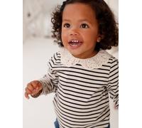 VERTBAUDET T-Shirt bébé col brodé Manches Longues rayé Marine 12M(74CM)