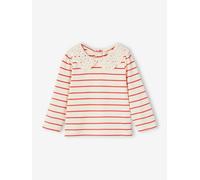 T-shirt bébé col brodé manches longues rayé rouge 3M(60CM)