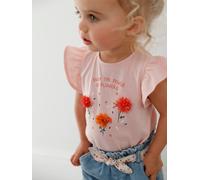 T-shirt bébé fleurs en relief rose grisé 24M(86CM)