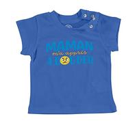 T-Shirt Bébé Manche Courte Bleu Maman m'a Appris à Bouder Blague Humour