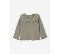 T-shirt bébé manches longues avec collerette brodée kaki 6M(67CM)
