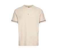 T-shirt Beige Boss TEE RIB AC en coton stretch avec badge logo - Minimalisme et élégance casual