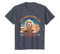 T-Shirt « Best Cocker Spaniel Dad Ever » pour la fête des pères T-Shirt, Enfant, Bleu Chiné, 3 Ans