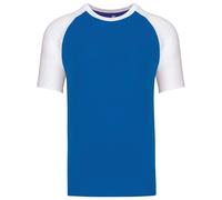T-Shirt Bicolore Baseball - Homme - K330 - Bleu Aqua Et Blanc