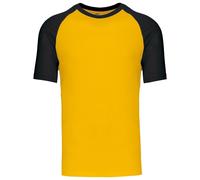 T-Shirt Bicolore Baseball - Homme - K330 - Jaune Et Noir