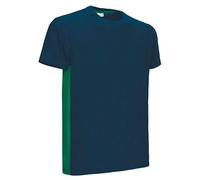 T-Shirt Bicolore - Unisexe - Réf Thunder - Bleu Marine Et Vert Kelly