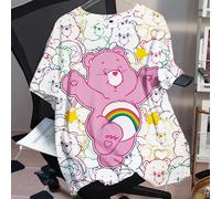 T-shirt blanc à col ras-du-cou à manches courtes, coupe ample et décontractée, imprimé Ours Joyeux, Ours Câlin, Ours Porte-Bonheur, Ours Amour, Ours Soleil, Ours Tendre, taille grande, été 0XL,1XL,2XL