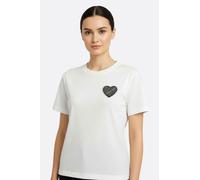 T-shirt blanc à manches courtes orné d’une broderie cœur