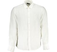 T-shirt blanc à manches longues pour homme avec col italien et broderie, taille : S Couleur : Bianco